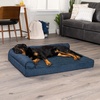 image:imageFurhaven Cooling Gel Dog Bed for Large Dogs w Removable Bolsters amp Washable Cover For Dogs Up to 95 lbs  Pinsonic Quilted Paw L Shaped Chaise  Titanium JumboXLPlush  Almond Print Blue Almonds