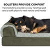 image:imageFurhaven Cooling Gel Dog Bed for Large Dogs w Removable Bolsters amp Washable Cover For Dogs Up to 95 lbs  Pinsonic Quilted Paw L Shaped Chaise  Titanium JumboXLTwoTone Faux Fur  Suede Dark Sage