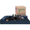 image:imageFurhaven Cooling Gel Dog Bed for Large Dogs w Removable Bolsters amp Washable Cover For Dogs Up to 95 lbs  Pinsonic Quilted Paw L Shaped Chaise  Titanium JumboXLPlush  Almond Print Blue Almonds