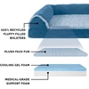 image:imageFurhaven Cooling Gel Dog Bed for Large Dogs w Removable Bolsters amp Washable Cover For Dogs Up to 95 lbs  Pinsonic Quilted Paw L Shaped Chaise  Titanium JumboXLTwoTone Faux Fur  Suede Marine Blue