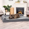 image:imageFurhaven Cooling Gel Dog Bed for Large Dogs w Removable Bolsters amp Washable Cover For Dogs Up to 95 lbs  Pinsonic Quilted Paw L Shaped Chaise  Titanium JumboXLTwoTone Faux Fur  Suede Stone Gray