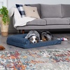 image:imageFurhaven Cooling Gel Dog Bed for Large Dogs w Removable Bolsters amp Washable Cover For Dogs Up to 95 lbs  Pinsonic Quilted Paw L Shaped Chaise  Titanium JumboXLPlush  Almond Print Blue Almonds