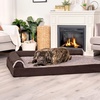 image:imageFurhaven Cooling Gel Dog Bed for Large Dogs w Removable Bolsters amp Washable Cover For Dogs Up to 95 lbs  Pinsonic Quilted Paw L Shaped Chaise  Titanium JumboXLTwoTone Faux Fur  Suede Espresso
