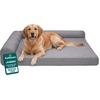 image:imageFurhaven Cooling Gel Dog Bed for Large Dogs w Removable Bolsters amp Washable Cover For Dogs Up to 95 lbs  Pinsonic Quilted Paw L Shaped Chaise  Titanium JumboXLQuilted Paw Titanium