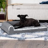 image:imageFurhaven Cooling Gel Dog Bed for Large Dogs w Removable Bolsters amp Washable Cover For Dogs Up to 95 lbs  Pinsonic Quilted Paw L Shaped Chaise  Titanium JumboXLTwoTone Faux Fur  Suede Stone Gray