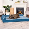 image:imageFurhaven Cooling Gel Dog Bed for Large Dogs w Removable Bolsters amp Washable Cover For Dogs Up to 95 lbs  Pinsonic Quilted Paw L Shaped Chaise  Titanium JumboXLTwoTone Faux Fur  Suede Marine Blue
