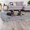 image:imageFurhaven Cooling Gel Dog Bed for Large Dogs w Removable Bolsters amp Washable Cover For Dogs Up to 95 lbs  Pinsonic Quilted Paw L Shaped Chaise  Titanium JumboXLPlush  Almond Print Gray Almonds