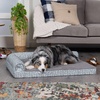 image:imageFurhaven Cooling Gel Dog Bed for Large Dogs w Removable Bolsters amp Washable Cover For Dogs Up to 95 lbs  Pinsonic Quilted Paw L Shaped Chaise  Titanium JumboXLPlush  Almond Print Gray Almonds