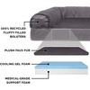 image:imageFurhaven Cooling Gel Dog Bed for Large Dogs w Removable Bolsters amp Washable Cover For Dogs Up to 95 lbs  Pinsonic Quilted Paw L Shaped Chaise  Titanium JumboXLPlush  Velvet Platinum Gray