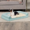 image:imageFurhaven Cooling Gel Dog Bed for Large Dogs w Removable Bolsters amp Washable Cover For Dogs Up to 95 lbs  Plush amp Diamond Print Nest Top Sofa  Aqua JumboXLNest Top  Plush  Diamond Print Aqua
