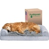 image:imageFurhaven Cooling Gel Dog Bed for Large Dogs w Removable Bolsters amp Washable Cover For Dogs Up to 95 lbs  Plush amp Diamond Print Nest Top Sofa  Aqua JumboXLNest Top  Plush  Diamond Print Gray