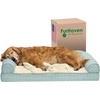 image:imageFurhaven Cooling Gel Dog Bed for Large Dogs w Removable Bolsters amp Washable Cover For Dogs Up to 95 lbs  Plush amp Diamond Print Nest Top Sofa  Aqua JumboXLNest Top  Plush  Diamond Print Aqua