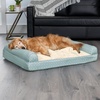 image:imageFurhaven Cooling Gel Dog Bed for Large Dogs w Removable Bolsters amp Washable Cover For Dogs Up to 95 lbs  Plush amp Diamond Print Nest Top Sofa  Aqua JumboXLNest Top  Plush  Diamond Print Aqua