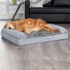 image:imageFurhaven Cooling Gel Dog Bed for Large Dogs w Removable Bolsters amp Washable Cover For Dogs Up to 95 lbs  Plush amp Diamond Print Nest Top Sofa  Aqua JumboXLNest Top  Plush  Diamond Print Gray