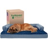 image:imageFurhaven Cooling Gel Dog Bed for MediumSmall Dogs w Removable Bolsters amp Washable Cover For Dogs Up to 35 lbs  Plush amp Woven Decor Comfy Couch Sofa  Diamond Brown MediumDiamond Blue Plush  Woven Dcor