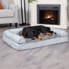 image:imageFurhaven Cozy Orthopedic Dog Bed for Large Dogs w Removable Bolsters amp Washable Cover For Dogs Up to 95 lbs  Plush amp Diamond Print Nest Top Sofa  Gray JumboXLGray Plush  Diamond Print Nest Top