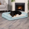 image:imageFurhaven Cozy Orthopedic Dog Bed for Large Dogs w Removable Bolsters amp Washable Cover For Dogs Up to 95 lbs  Plush amp Diamond Print Nest Top Sofa  Gray JumboXLAqua Plush  Diamond Print Nest Top
