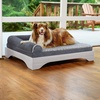 image:imageFurhaven Elevated Dog Bed for Large Dogs MidCentury Modern Style with Flexible Slats amp NonSlip Pads for Comfort amp Airflow Easy Assembly Raised Pet Bed Jumbo Dark BrownLight Gray