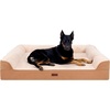 image:imageFurhaven Jumbo Plus 53x40 Cooling Gel Dog Bed  Cool Gel Memory Foam Sofa Pet Bed Embossed Velvet Removable Washable Cover CognacCognac