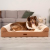 image:imageFurhaven Jumbo Plus 53x40 Cooling Gel Dog Bed  Cool Gel Memory Foam Sofa Pet Bed Embossed Velvet Removable Washable Cover CognacCognac