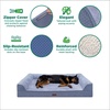 image:imageFurhaven Jumbo Plus 53x40 Cooling Gel Dog Bed  Cool Gel Memory Foam Sofa Pet Bed Embossed Velvet Removable Washable Cover CognacSteel Blue