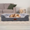 image:imageFurhaven Jumbo Plus 53x40 Cooling Gel Dog Bed  Cool Gel Memory Foam Sofa Pet Bed Embossed Velvet Removable Washable Cover CognacSteel Blue