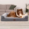 image:imageFurhaven Jumbo Plus 53x40 Cooling Gel Dog Bed  Cool Gel Memory Foam Sofa Pet Bed Embossed Velvet Removable Washable Cover CognacSteel Blue
