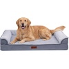 image:imageFurhaven Jumbo Plus 53x40 Cooling Gel Dog Bed  Cool Gel Memory Foam Sofa Pet Bed Embossed Velvet Removable Washable Cover CognacSteel Blue