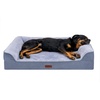 image:imageFurhaven Jumbo Plus 53x40 Cooling Gel Dog Bed  Cool Gel Memory Foam Sofa Pet Bed Embossed Velvet Removable Washable Cover CognacSteel Blue