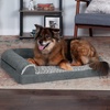 image:imageFurhaven Memory Foam Dog Bed for Large Dogs w Removable Bolsters amp Washable Cover For Dogs Up to 95 lbs  TwoTone Plush Faux Fur amp Suede L Shaped Chaise  Stone Gray JumboXLTwoTone Faux Fur  Suede Stone Gray