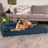 image:imageFurhaven Memory Foam Dog Bed for Large Dogs w Removable Bolsters amp Washable Cover For Dogs Up to 95 lbs  TwoTone Plush Faux Fur amp Suede L Shaped Chaise  Stone Gray JumboXLTwoTone Faux Fur  Suede Dark Sage