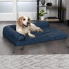 image:imageFurhaven Memory Foam Dog Bed for Large Dogs w Removable Bolsters amp Washable Cover For Dogs Up to 95 lbs  TwoTone Plush Faux Fur amp Suede L Shaped Chaise  Stone Gray JumboXLPlush  Almond Print Blue Almonds