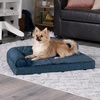 image:imageFurhaven Memory Foam Dog Bed for Large Dogs w Removable Bolsters amp Washable Cover For Dogs Up to 95 lbs  TwoTone Plush Faux Fur amp Suede L Shaped Chaise  Stone Gray JumboXLPlush  Almond Print Blue Almonds