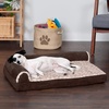 image:imageFurhaven Memory Foam Dog Bed for Large Dogs w Removable Bolsters amp Washable Cover For Dogs Up to 95 lbs  TwoTone Plush Faux Fur amp Suede L Shaped Chaise  Stone Gray JumboXLPlush  Velvet Deep Sapphire