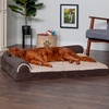 image:imageFurhaven Memory Foam Dog Bed for Large Dogs w Removable Bolsters amp Washable Cover For Dogs Up to 95 lbs  TwoTone Plush Faux Fur amp Suede L Shaped Chaise  Stone Gray JumboXLPlush  Almond Print Blue Almonds