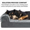 image:imageFurhaven Memory Foam Dog Bed for Large Dogs w Removable Bolsters amp Washable Cover For Dogs Up to 95 lbs  TwoTone Plush Faux Fur amp Suede L Shaped Chaise  Stone Gray JumboXLTwoTone Faux Fur  Suede Stone Gray