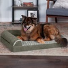 image:imageFurhaven Memory Foam Dog Bed for Large Dogs w Removable Bolsters amp Washable Cover For Dogs Up to 95 lbs  TwoTone Plush Faux Fur amp Suede L Shaped Chaise  Stone Gray JumboXLQuilted Paw Iceberg Green