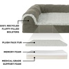 image:imageFurhaven Memory Foam Dog Bed for Large Dogs w Removable Bolsters amp Washable Cover For Dogs Up to 95 lbs  TwoTone Plush Faux Fur amp Suede L Shaped Chaise  Stone Gray JumboXLTwoTone Faux Fur  Suede Dark Sage