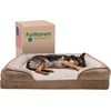 image:imageFurhaven Memory Foam Dog Bed for MediumSmall Dogs w Removable Bolsters amp Washable Cover For Dogs Up to 35 lbs  Plush amp Velvet Waves Perfect Comfort Sofa  Brownstone MediumBrownstone Faux Fur  Velvet