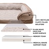 image:imageFurhaven Memory Foam Dog Bed for MediumSmall Dogs w Removable Bolsters amp Washable Cover For Dogs Up to 35 lbs  Plush amp Velvet Waves Perfect Comfort Sofa  Brownstone MediumBrownstone Faux Fur  Velvet