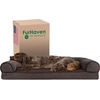 image:imageFurhaven Memory Foam Dog Bed for MediumSmall Dogs w Removable Bolsters amp Washable Cover For Dogs Up to 35 lbs  Sherpa amp Chenille Sofa  Cream MediumSherpa  Chenille Coffee