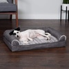 image:imageFurhaven Memory Foam Dog Bed for MediumSmall Dogs w Removable Bolsters amp Washable Cover For Dogs Up to 35 lbs  Sherpa amp Chenille Sofa  Cream MediumLuxe Faux Fur  Performance Linen Charcoal