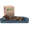 image:imageFurhaven Memory Foam Dog Bed for MediumSmall Dogs w Removable Bolsters amp Washable Cover For Dogs Up to 35 lbs  Sherpa amp Chenille Sofa  Cream MediumSherpa  Chenille Orion Blue