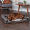 image:imageFurhaven Memory Foam Dog Bed for MediumSmall Dogs w Removable Bolsters amp Washable Cover For Dogs Up to 35 lbs  Sherpa amp Chenille Sofa  Cream MediumLuxe Faux Fur  Linen Charcoal