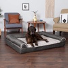 image:imageFurhaven Memory Foam Dog Bed for MediumSmall Dogs w Removable Bolsters amp Washable Cover For Dogs Up to 35 lbs  Sherpa amp Chenille Sofa  Cream MediumLuxe Faux Fur  Linen Charcoal