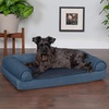 image:imageFurhaven Memory Foam Dog Bed for MediumSmall Dogs w Removable Bolsters amp Washable Cover For Dogs Up to 35 lbs  Sherpa amp Chenille Sofa  Cream MediumSherpa  Chenille Orion Blue
