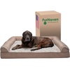 image:imageFurhaven Memory Foam Dog Bed for MediumSmall Dogs w Removable Bolsters amp Washable Cover For Dogs Up to 35 lbs  Sherpa amp Chenille Sofa  Cream MediumLuxe Faux Fur  Linen Woodsmoke
