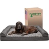 image:imageFurhaven Memory Foam Dog Bed for MediumSmall Dogs w Removable Bolsters amp Washable Cover For Dogs Up to 35 lbs  Sherpa amp Chenille Sofa  Cream MediumLuxe Faux Fur  Linen Charcoal
