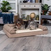 image:imageFurhaven Memory Foam Dog Bed for MediumSmall Dogs w Removable Bolsters amp Washable Cover For Dogs Up to 35 lbs  Sherpa amp Chenille Sofa  Cream MediumSherpa  Chenille Cream