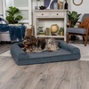 image:imageFurhaven Memory Foam Dog Bed for MediumSmall Dogs w Removable Bolsters amp Washable Cover For Dogs Up to 35 lbs  Sherpa amp Chenille Sofa  Cream MediumSherpa  Chenille Orion Blue